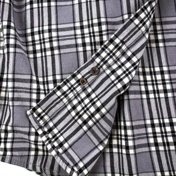 Faded Glory Men's Flannel Button-Up Size Small 34-36 Gray Black White Plaid - Picture 6 of 10